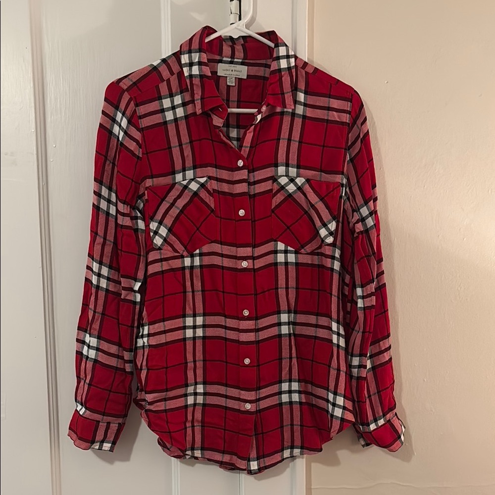 Lucky Brand Red Plaid Button Down Shirt